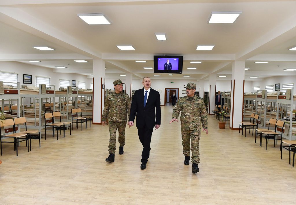 Ilham Aliyev visits a military base near Karabakh on Feb. 13, 2019. Official photo