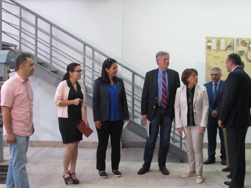 Reps. Gabbard and Pallone visit a vocational school under construction in Shushi. Courtesy image.