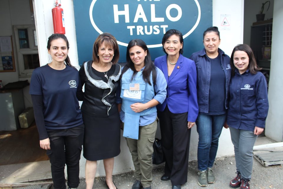 Reps. Chu and Speier meet with de-miners in Karabakh, Oct. 8 2019. Halo Trust photo